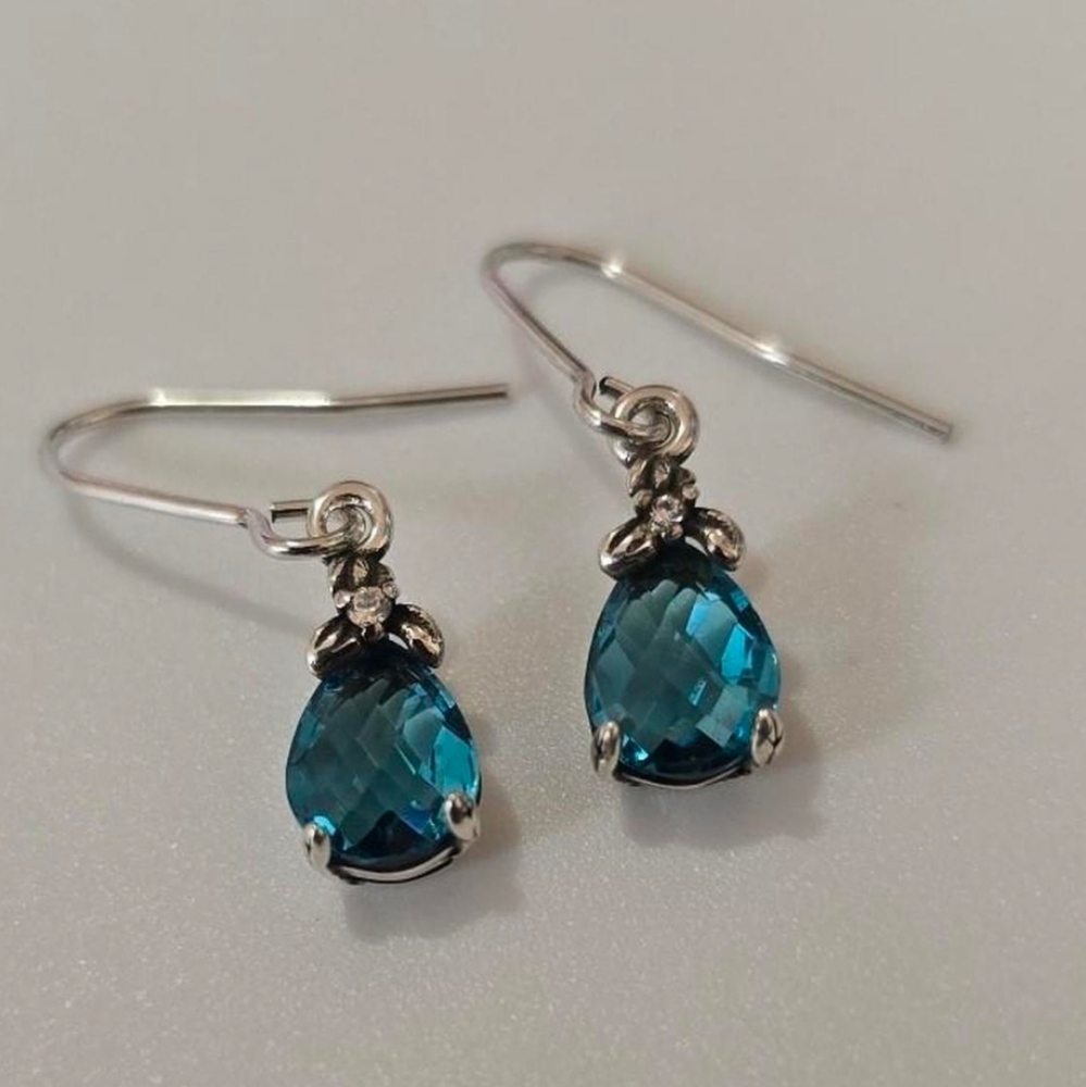 Elegant Sterling Silver and Blue Teardrop Earrings